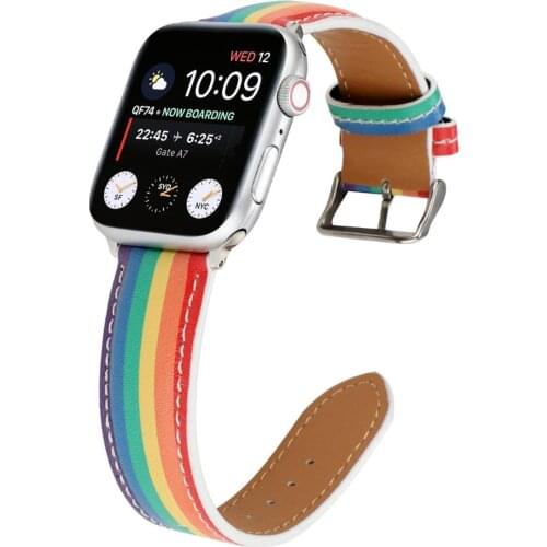 Fashion Rainbow Colors Band For Apple Watch Series 1 2 3 4 5 Strap 38mm 40mm 42mm 44mm Leather Apple iWatch Watchbands