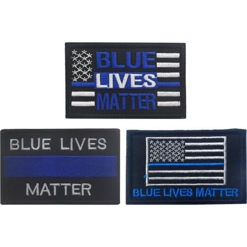 BLUE LIVES MATTER Embroidered US Hook and Loop Patch Tactical Patches Military Armband Backpack Sticker Clothing Applique Custom