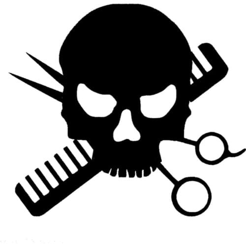Car stying Hairstylist Skull Scissors Sticker Beauty Girl For Car Window Truck Bumper Door Kayak motorcycles Salon car-detector