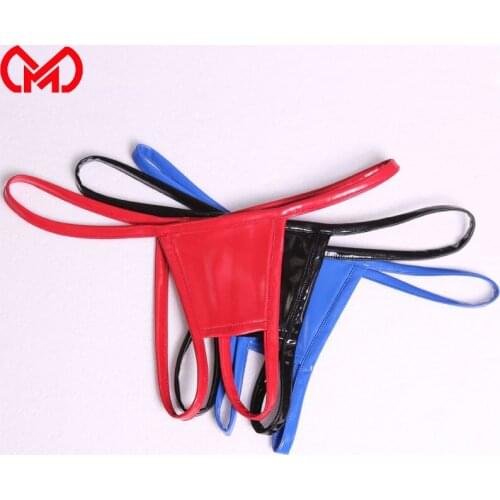 Plus Size Latex PVC Shiny Low-Rise G-string Panties Sexy Bandage Micro Thong T-Back Erotic Lingerie Smooth Thongs Stage Wear F23