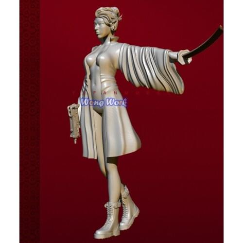 Wong Work Unpainted 75MM Resin Women Butterfly The Beauty Of Traditional Chinese Dress Unassembled Garage Kit Model Kit Figure