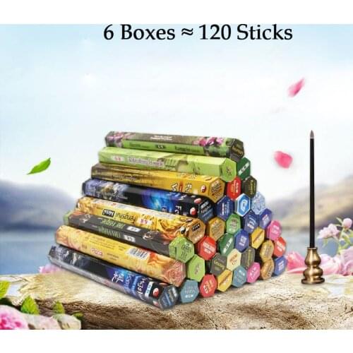 Y 6 Box 120 Sticks Indian Incense Palo Santo White Sage Meditation Jasmine Tibetan Cense Aromatherapy Household Toilet Aromatic