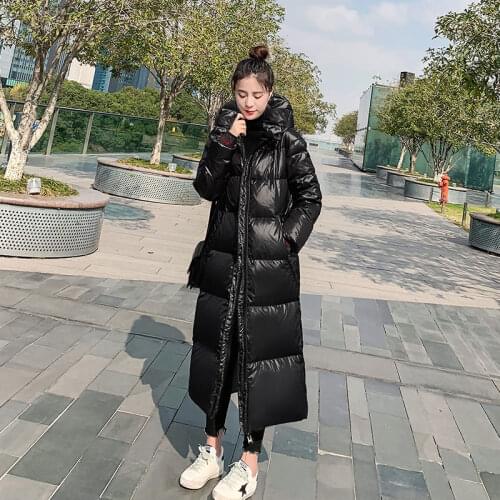 2021 Fashion Thicken Parka Windproof Glossy Down Cotton Hooded Women Jacket Winter Loose Long Coat Plus Size 4XL Ladies Outwear