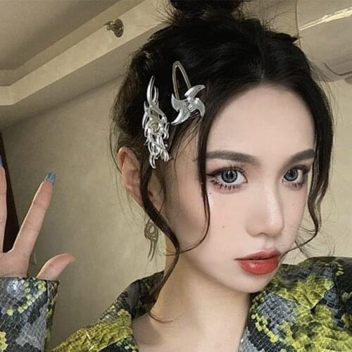 Goth Flame Darts Hair Clips for Women Handmade Punk Harajuku Hairpin Exaggerated Hair Accessories Female Hair Pins 90s Gifts