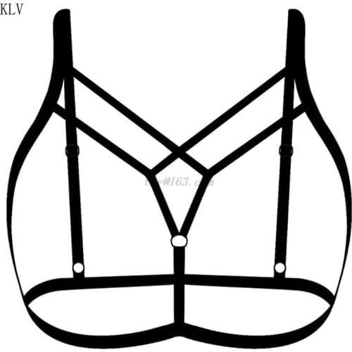 Women Erotic Hollow Out Alluring Harness Bra Elastic Cage Strappy Bandage Bustier Elastic Criss Cross Crop Top Clubwear Lingerie