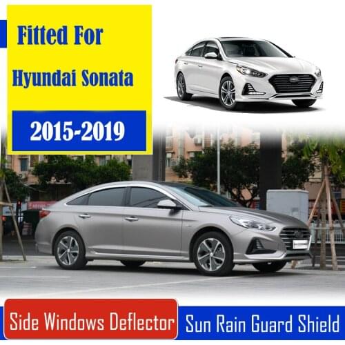 1 Set Chrome Side Vent Sun Shade Window Visors Rain Guard Deflectors For Hyundai Sonata 2015-2019