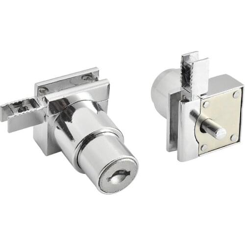 1pc Zinc Alloy H slide Chute lock With key for Jewellery Wine showcase Cabinet door Glass Push Furniture Hardware