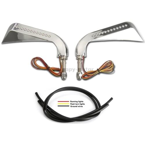 2X 5/16"Bolt Rearview Mirrors Motorcycle LED Turn Signal Light Scythe Rear View Side Mirrors For Harley Custom Bobber Cafe Racer