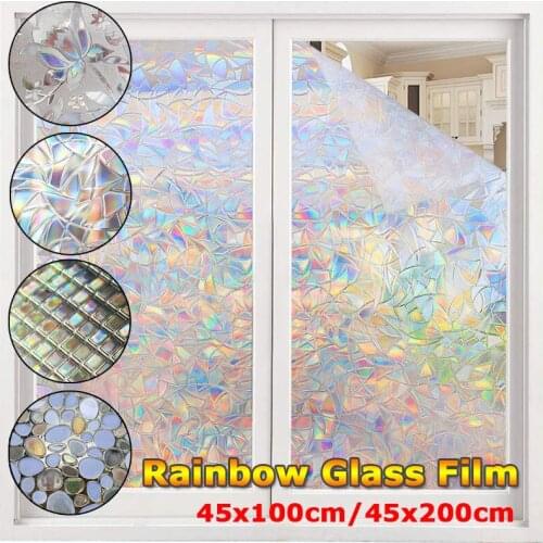45x100cm/45x200cm 3D Rainbow Window Film Privacy Decorative Film Glass Window Stickers