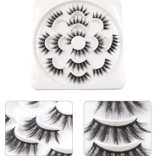 7Pairs False Eyelashes Fascinating Comfortable to Wear Fiber Lotus Plate Makeup Extensions Eye Lashes for Dressing Room False Ey