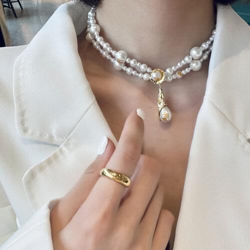 Amorita boutique Pearl double chain special locker choker fashion necklace