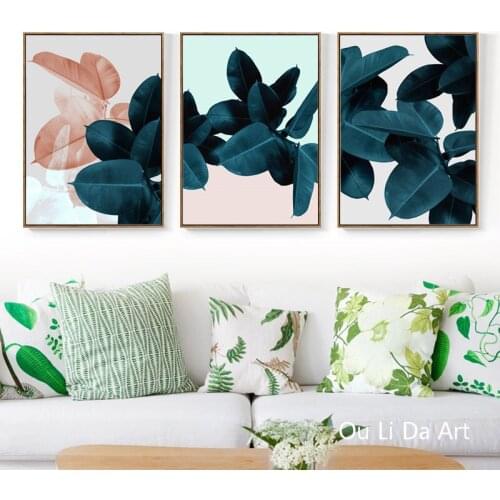 No frame 3pcs tropical rainforest green leaves canvas printings oil painting printed on canvas home wall art decoration picture