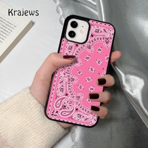 Krajews Pink Bandana coque Phone Case for iPhone 12 mini 5 6S 7 8 PLUS X XS XR 11 PRO MAX SE 2020 Back Cover Funda Shell