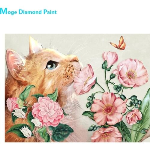 Flowers Butterflies Cat Diamond Painting Round Full Drill Nouveaute DIY Mosaic Embroidery 5D Cross Stitch Animal Floral Pattern