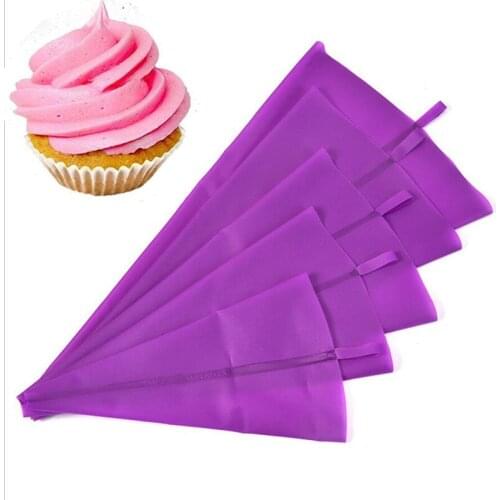 Purple Silicone TPU Piping Bag Reusable Icing Piping Cream Pastry Bag Cake Decorating Tool DIY Fondant Sugarcraft Hanging Bags