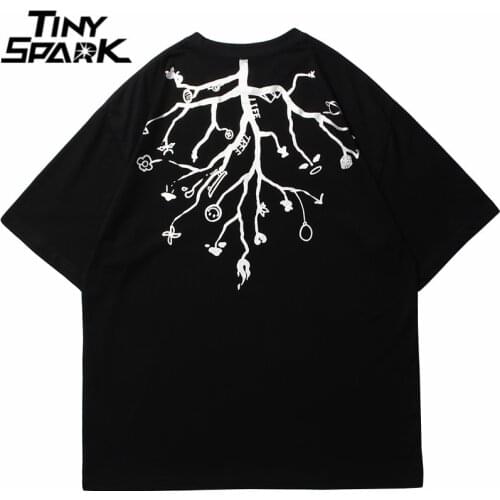 2021 Men Streetwear Tshirt Hip Hop Funny Tree Printed T-Shirt Harajuku Cotton Loose Short Sleeve Tops Tees Spring Summer T Shirt