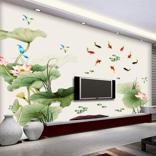 Chinese Style Wall Stickers Flowers Living Room TV Sofa Backdrop Decal Bedroom Decor Removable Large Home Wallpaper
