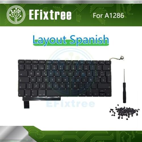 New Laptop A1286 Keyboard Spanish Layout For Macbook Pro 15'' A1286 Keyboard+Backlight Backlit+Screws 2009-2012 Year
