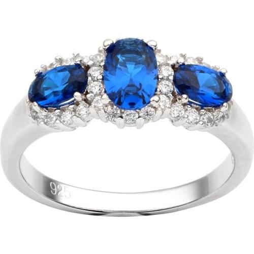 Sterling Silver Ring 925 Women Jewelry 3-stone Oval Cubic Zirconia CZ Jewelry Valentines Day Gift R099