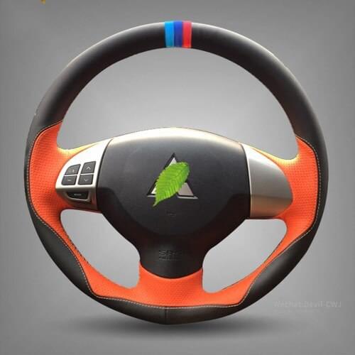 DIY hand-stitched leather car steering wheel cover for Mitsubishi ASX Eclipse lancer Pajero Sport Outlander Automotive interior