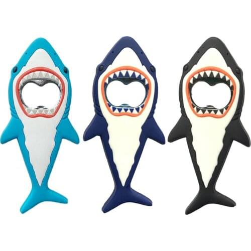 Creative Shark Shape Refrigerator Magnetic Silicone Metal Bottle Opener Non-Slip Can Opener Work Saving Kitchen Glass Bottle Can