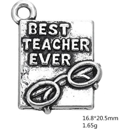 Best Teacher Ever Charm Pendants Jewelry Making Finding DIY Bracelet Necklace Earring Accessories Handmade Tools 3pcs
