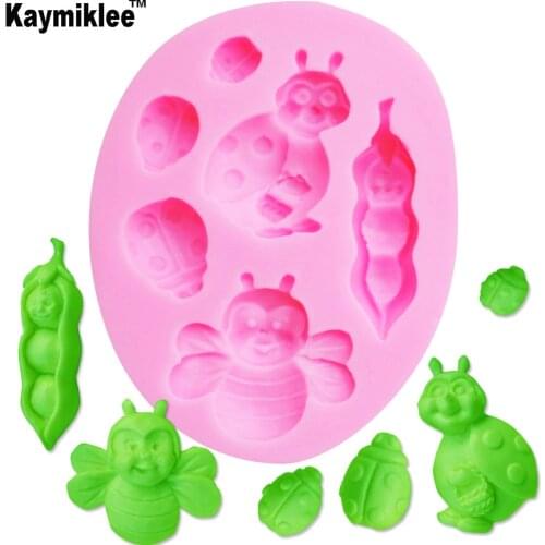 M417 Bee,Beetles, Ladybug ShapeSilicone Cake Mold Baking Mold For Cookie Chocolate Jelly Candy Fondant Cake Decor 10.1*7.5*1.3cm