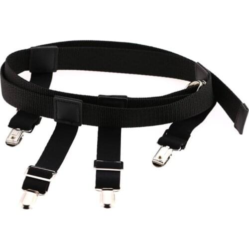 Mens Womens Elastic Nylon Waist Belt with Garter Suspender Clip Stockings Pants Jeans Holder Straps Adjustable Non-Slip Locking