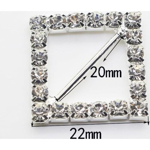 NEW 10pcs 22MM Square Clear Rhinestone Buckle Crystal Diamond buckle Invitation Ribbon Slider For Wedding Supplies Decoration