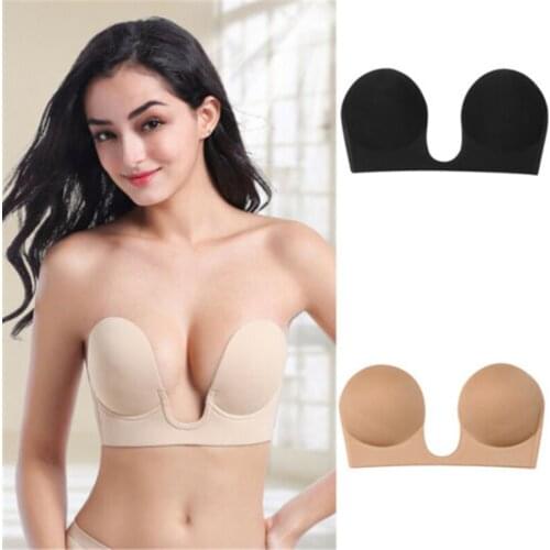 Womens New Invisible Push Up Bra Self Adhesive Bras Solid Silicone Seamless Strapless Backless Bralette Top Womens Underwear