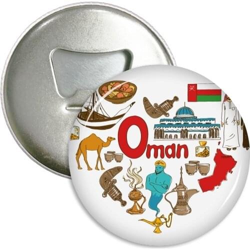 Oman Cuba Landscap National Flag Decoration Painting Round Bottle Opener Refrigerator Fridge Magnet Badge Button 3pcs Gift