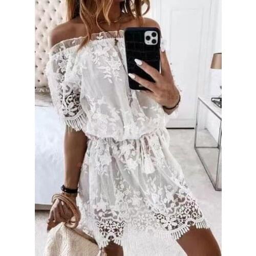 New Leopard Off Shoulder Dress Women Elegant V Neck Summer Dress Female Above Knee Dress Office Lady Dresses