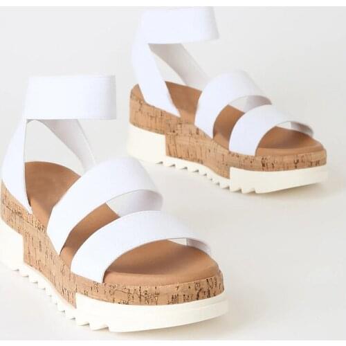 Casual Platform Sandals Woman Shoes Summer Women Peep Toe High Wedges Heel Ankle-Wrap Sandalia Microfiber Female Shoes