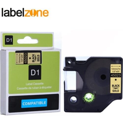 12mm 45023 black on gold compatible dymo D1 12mm label printer 45023 laminated label tapes for LabelManager 160 280 printer