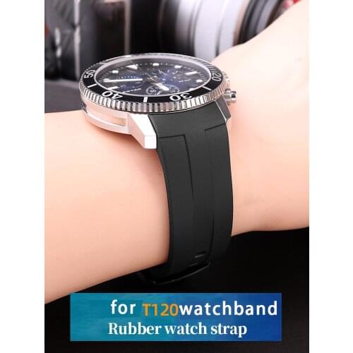 Curved Rubber Watch Strap For Tissot 1853 Starfish T120 Watchband T120417 Rubber Menswristband 22mm Sports Diving Watch Strap