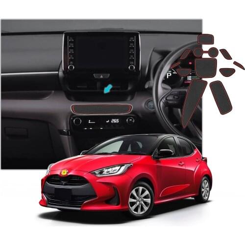 RUIYA For Yaris KSP210 MXPA1MXPH1 2020 Car Door Groove Mat Anti-Slip Slot Pad Auto Interior Organizer Styling Accessories 11 Pcs