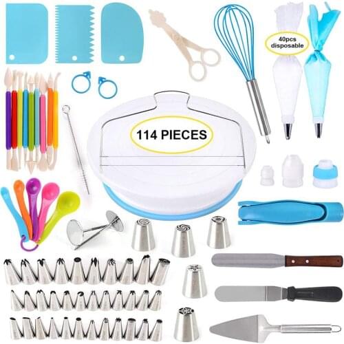 Russian Piping Tips+Silicone Whisk+Reusable TPU Decorating Bag 114Pcs/set Cake DIY Kitchen Pastry Baking Set