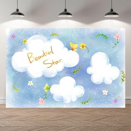SeekPro girls boy birthday party decoration clouds sky baby shower backdrops baby Child Photo Background Photography Backdrop