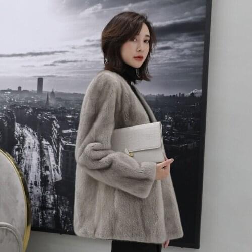 Real mink fur coat female new winter short imported water mink fur jacket women warm