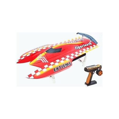 E22 RTR Tiger Teeth Fiber Glass Racing Speed Boat W/2550KV Brushless Motor/ 90A ESC/Remote Control Catamaran RC Boat Red