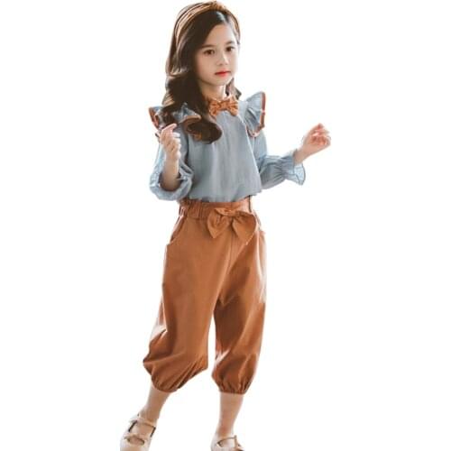 Girls Clothes Blouse + Pants Girls Outfits Casual Style Girls Clothing Sets Spring Autumn Kids Tracksuit 6 8 10 12 14