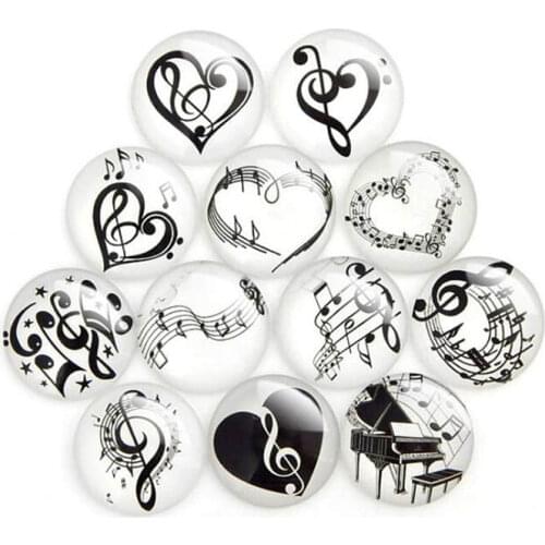 Julie Wang 8-30mm Glass Mixed Musical Note Cabochons Fat Back Round Demo For Necklace Earrings Jewelry Making Accessory