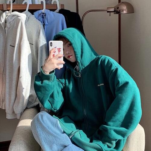 Thick Warm Zip Up Hoodie Women Oversized Streetwear 2021 Autumn Winter Hooded Sweatshirts Korean Loose Hoodies sudaderas