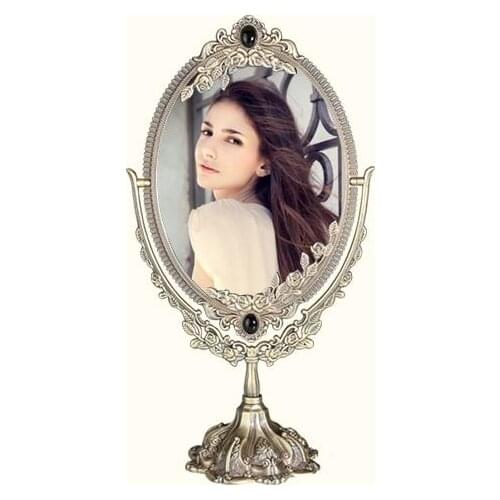 Rotate 360 degrees Table double-sided antique bedroom makeup large desktop vanity European beauty salon mirror princess mirror