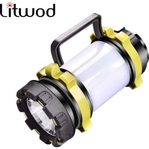 XM -L T6 USB Rechargeable COB Camping Flashlight Lantern White Red Color Built in Battery for Emergency Power Bank