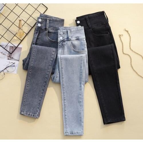 Womens Black Jeans Stretch High Waist Skinny Denim Pants Female Vintage Washed Pencil Jeans Mom Cowboy Trouser Plus Size H1435