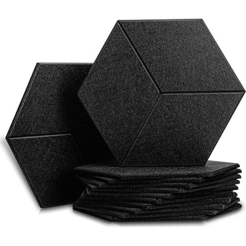 12 Pcs Acoustic Panel Sound Insulation Board,Hexagon Sound Insulation Pad,for Sound Insulation &Acoustic Treatment,Black CNIM Ho