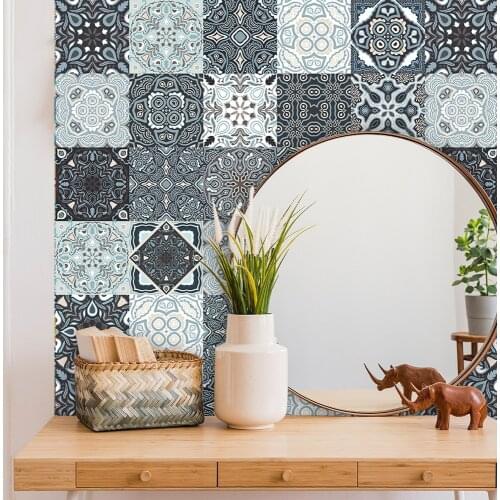 10/15/20/30cm Retro Pattern Tile Floor Wall Sticker Diy Bathroom Kitchen Waterproof Vinyl Art Mural Home Decor TV Sofa Wallpaper