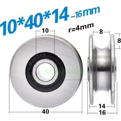 10pcs 10*40*14mm 6300 non-standard bearing pulley, U-groove wheel/crane/mechanical guide wheel/traveling track wheel