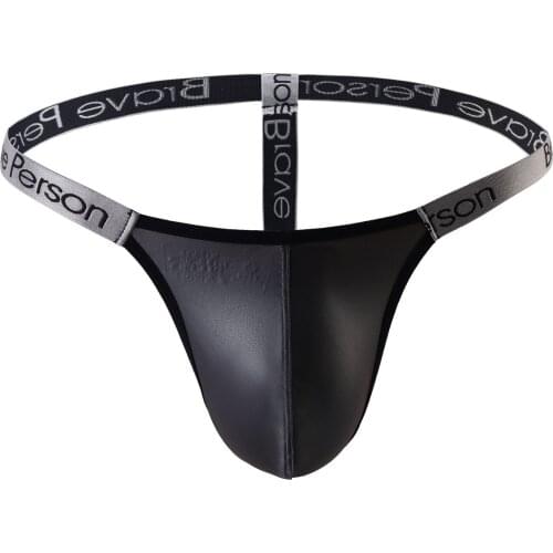 3pcs/lot Brand PU Leather Gay Swim Thong Men Briefs Brave Person Tanga String Homme Sexy Hot Porno Bikini Bath Trunks Underwear